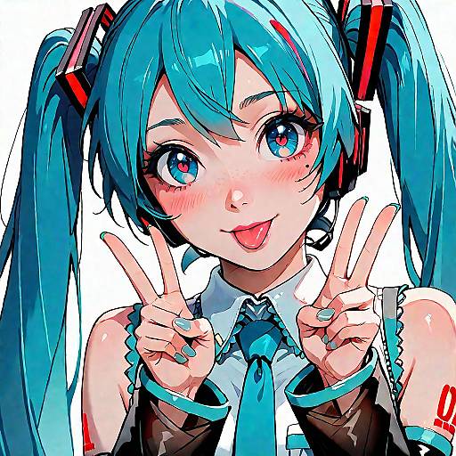 Smiling Hatsune Miku with Twin Tails