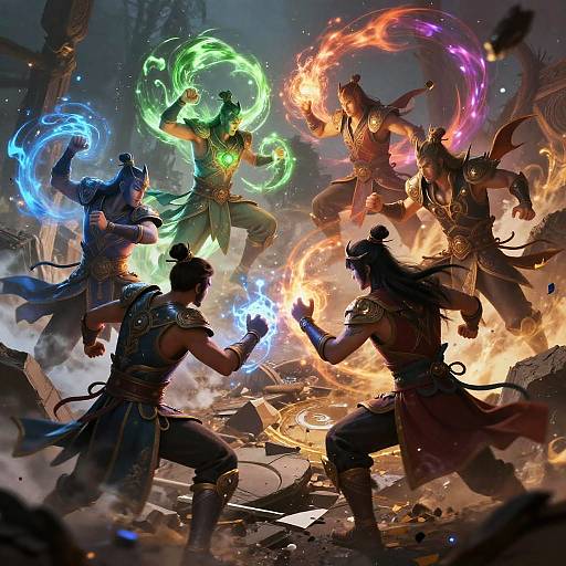 Mystical Warriors Elemental Battle Scene