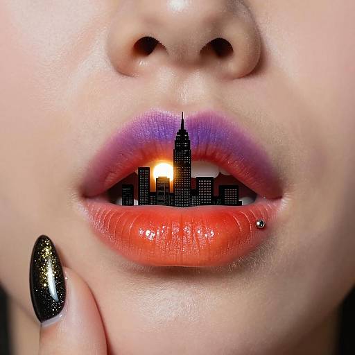 Vibrant Close-Up of Artistic Lips