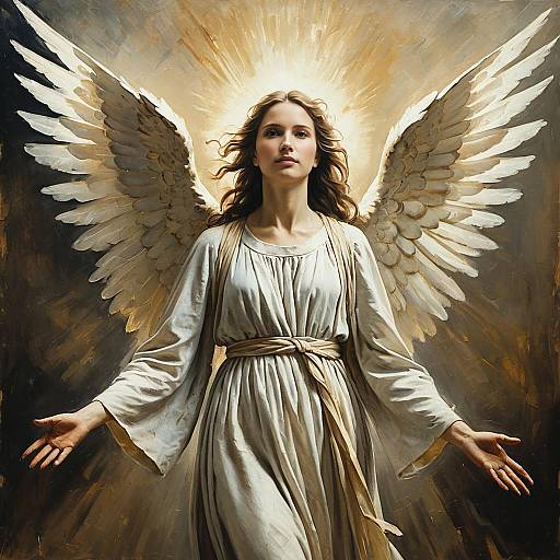 Ethereal Angel Oil Painting Composition
