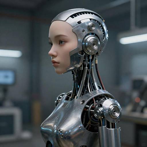 Photoreal Biomechanical Love Android Girl Portrait