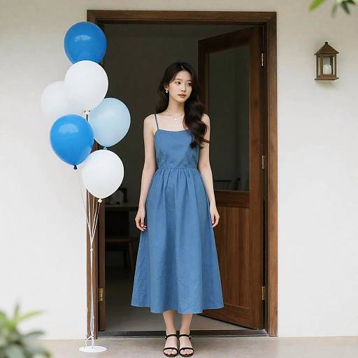Modest Blue Dress Birthday Outfit