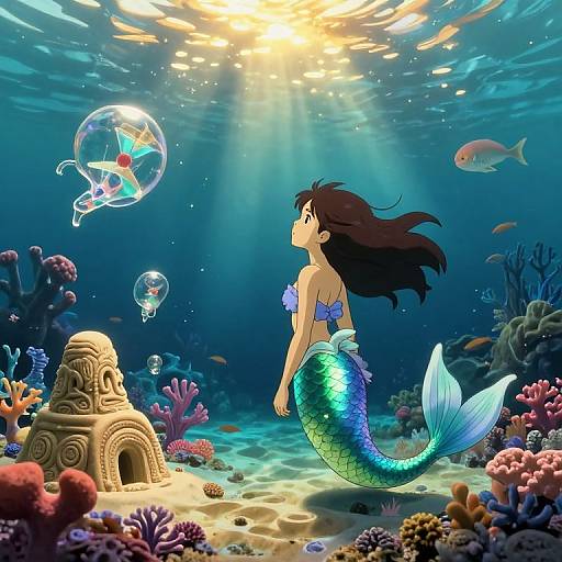 Whimsical Underwater Ghibli Scene