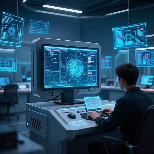 Futuristic AI Data Interrogation Hub