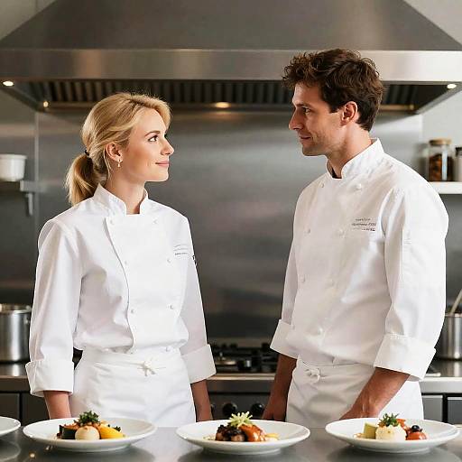 Chefs Engaged in Culinary Conversation