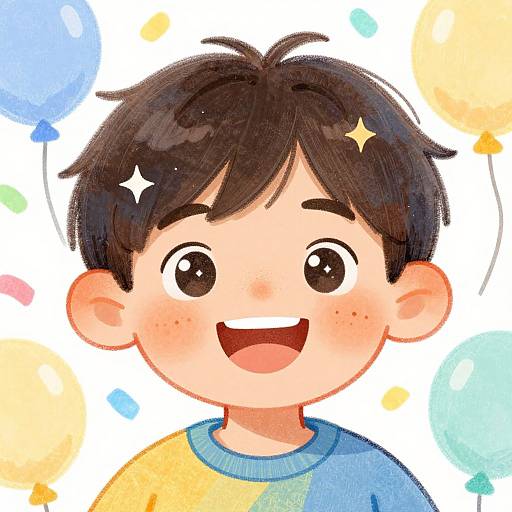 Smiling Freckled Child Illustration