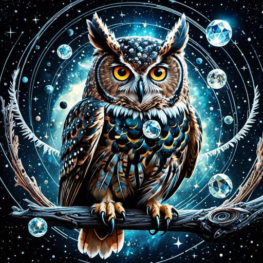 Celestial Owl in Cosmic Space