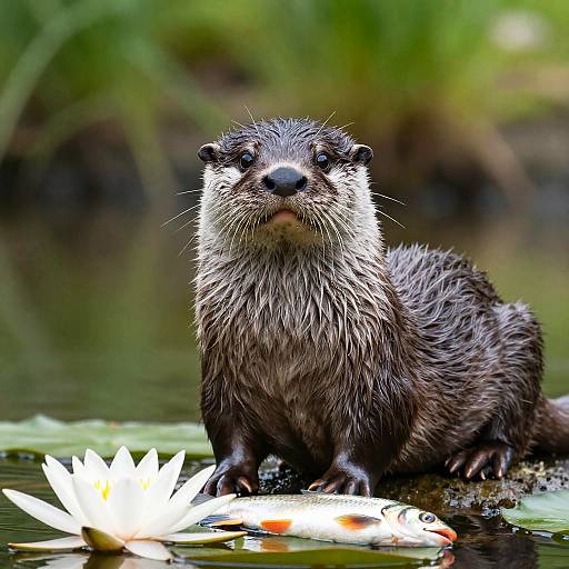 Sleek Silver Otter by Riverbank