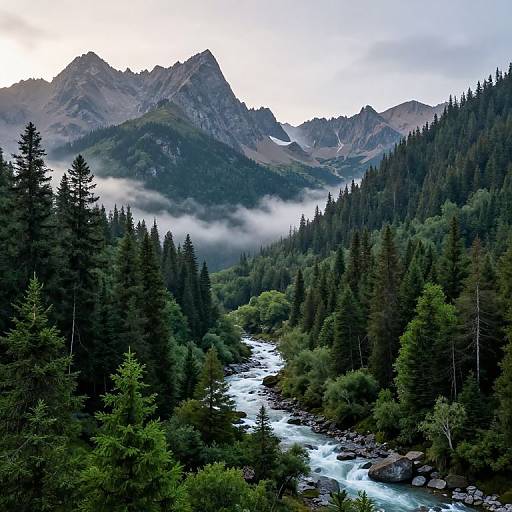 Mystical Mountain Vista with River