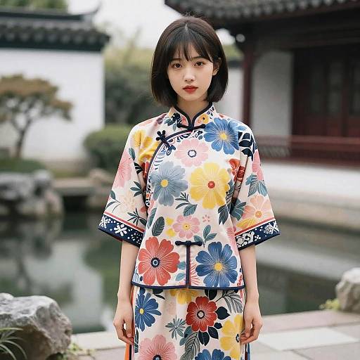 Photorealistic Hanfu Girl in Courtyard