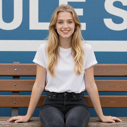 Young Woman Sitting on Bench