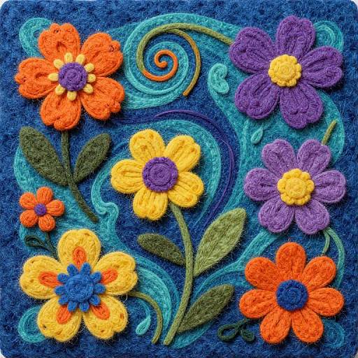 Colorful Felted Floral Textile Art