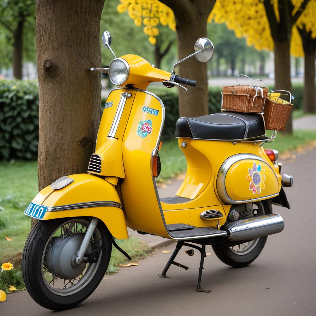 Vintage Moped in Sunflower Yellow