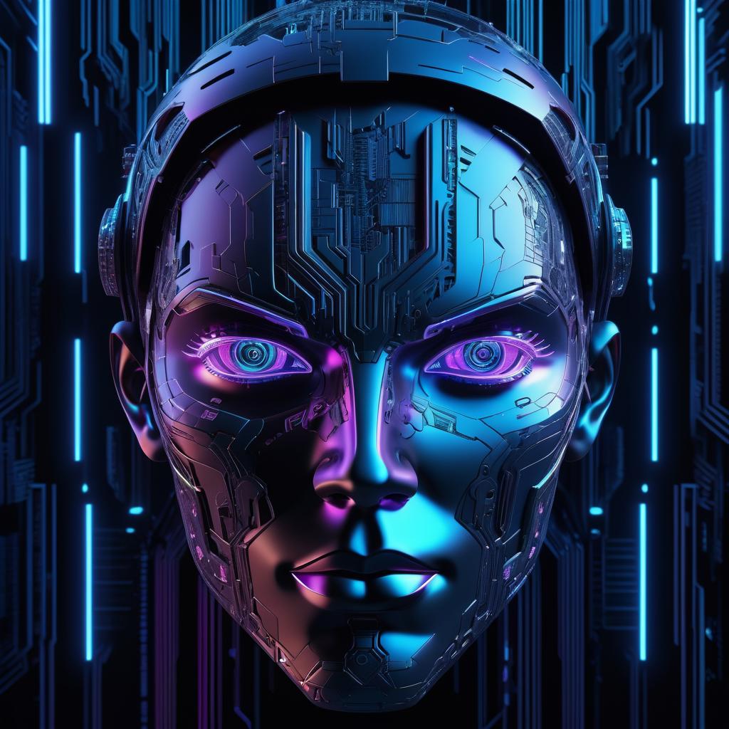 Futuristic Holographic Face in Cyberpunk