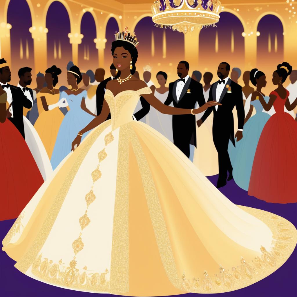 Regal African American Queen at Ball