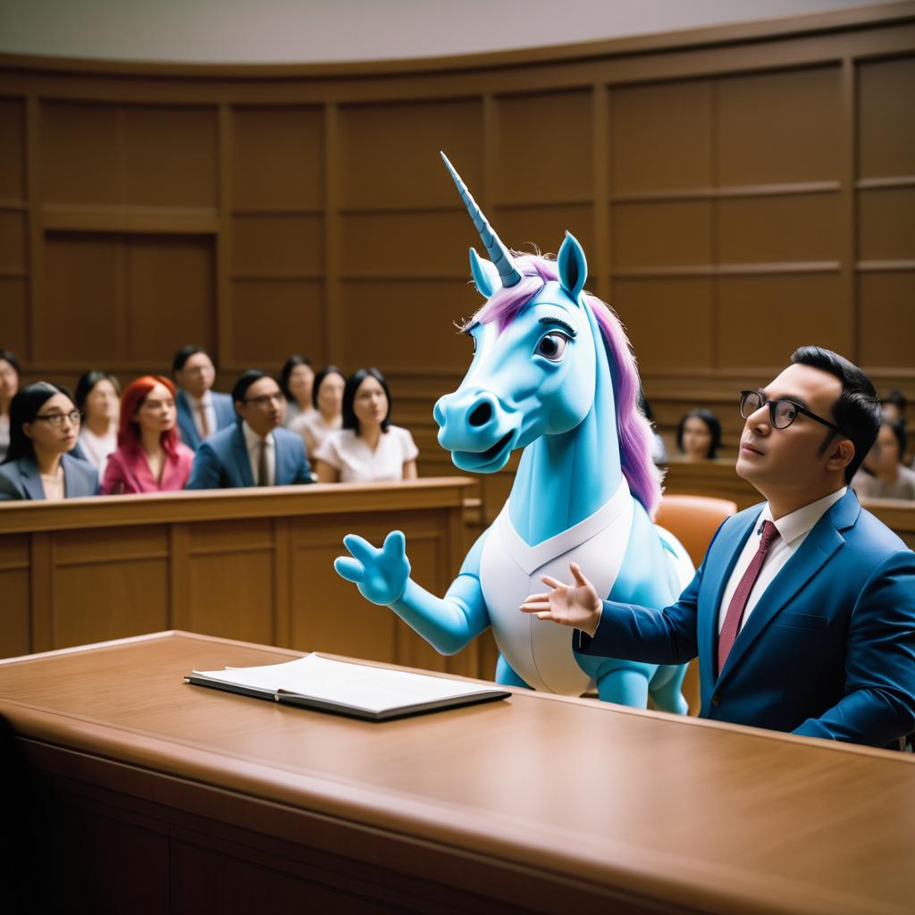 Whimsical Unicorn Witness in Courtroom