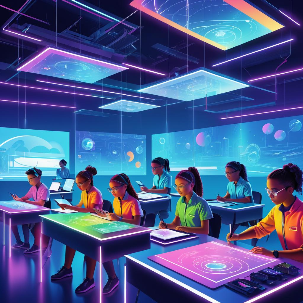 Futuristic Classroom of Curious Students