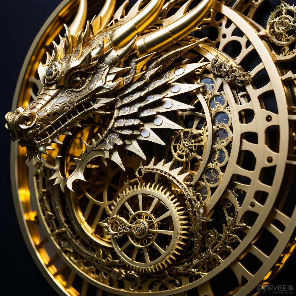 Intricate Brass Clockwork Dragon Portrait