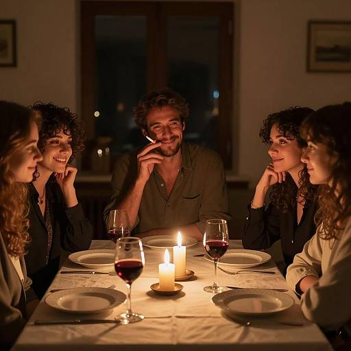 Intimate Dinner Gathering with Warm Lighting