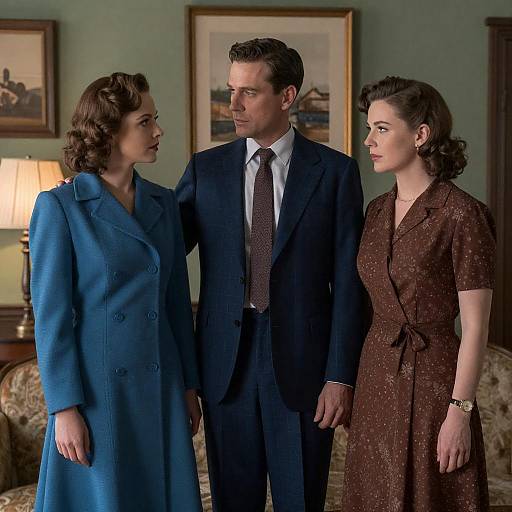 Vintage 1940s Scene with Three People