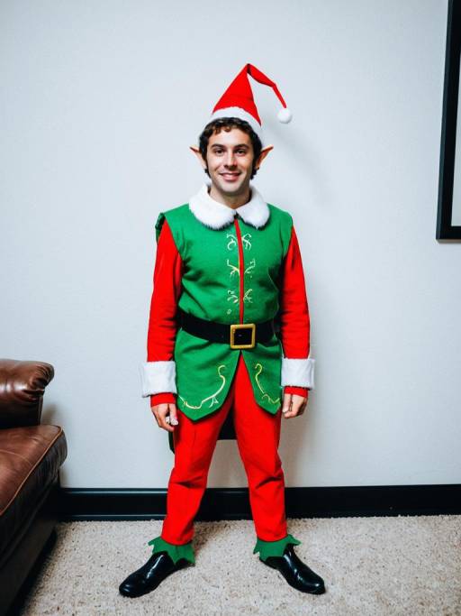 Man in Elf Costume Standing Indoors