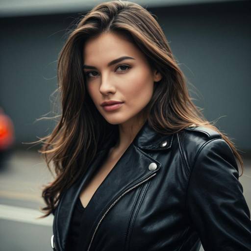 Stylish Leather Suit Woman Portrait