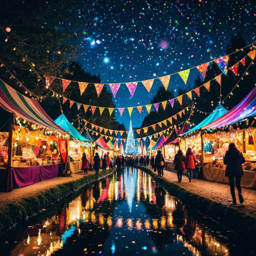 Vibrant Nighttime Fairy Market Scene