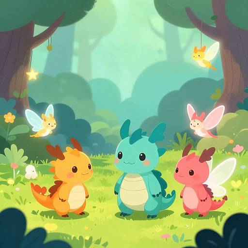 Whimsical Fantasy Creatures Illustration