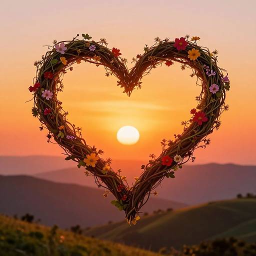 Radiant Heart of Vines and Flowers