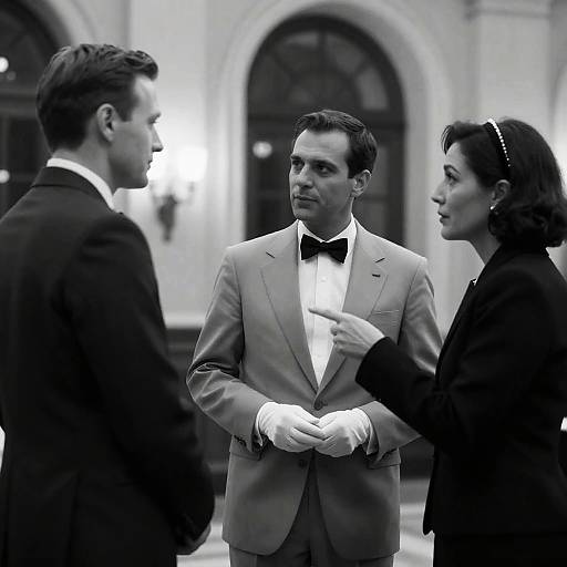 Vintage Formal Gathering in Black and White