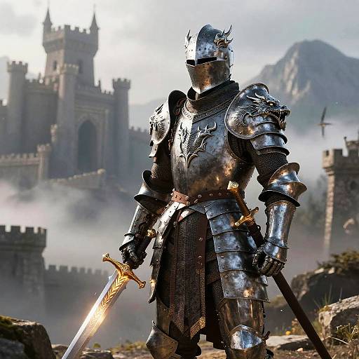 Epic Dragon Knight in Majestic Armor