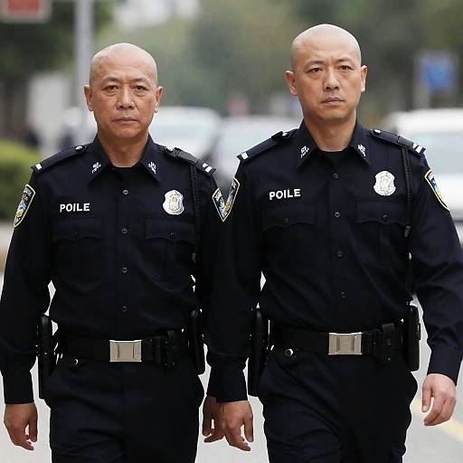 Bald Policeman in Dark Uniform Portrait