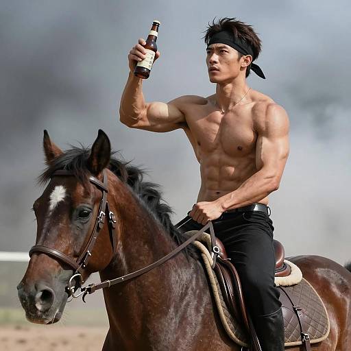Intense Action of Man on Horse