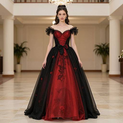 Elegant Black and Red Princess Dress
