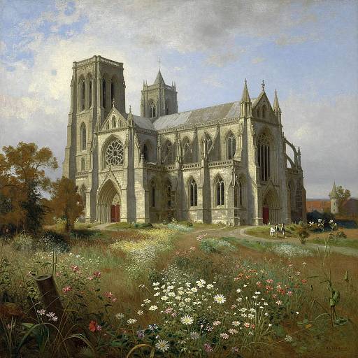 Abandoned Cathedral in Flower Field