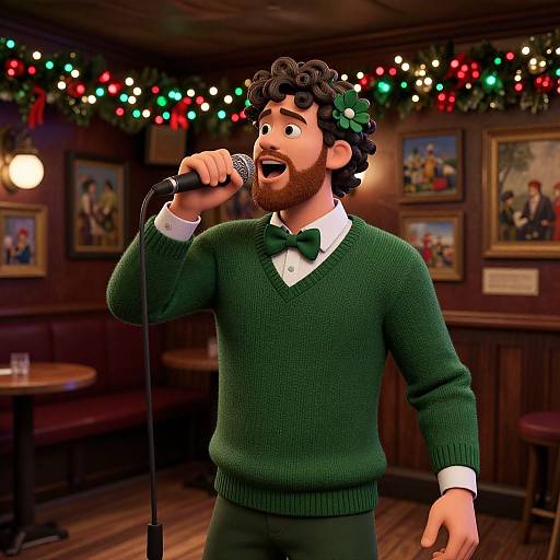 Irish Singer in Festive Pub Scene