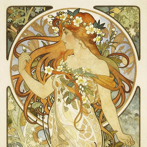 Art Nouveau Jasmine Garden Portrait