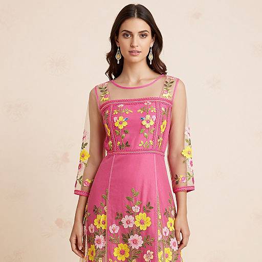 Elegant Floral Lace Dress Portrait