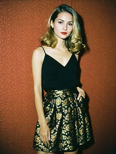 Chic Woman in Satin and Brocade