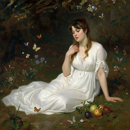 Serene Victorian Oil Painting of Ophelia