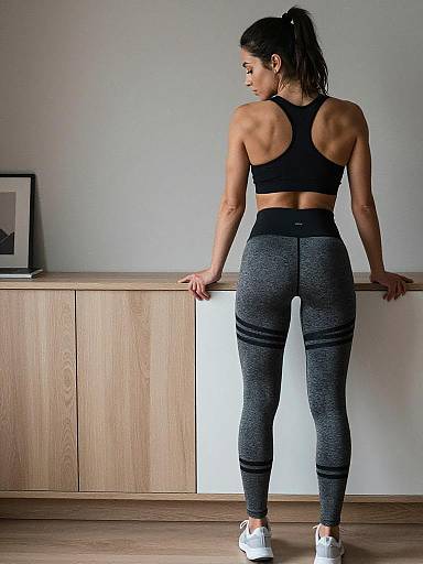 Fit Woman in Racerback Sports Bra and Compression Leggings