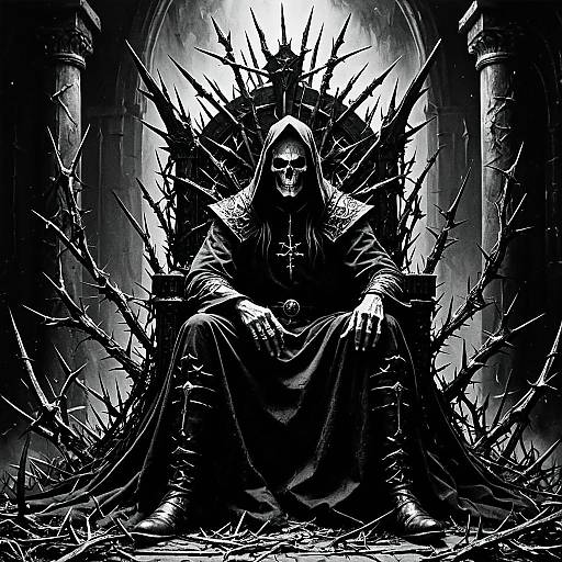 Dark Atmospheric Death Mage Throne Portrait