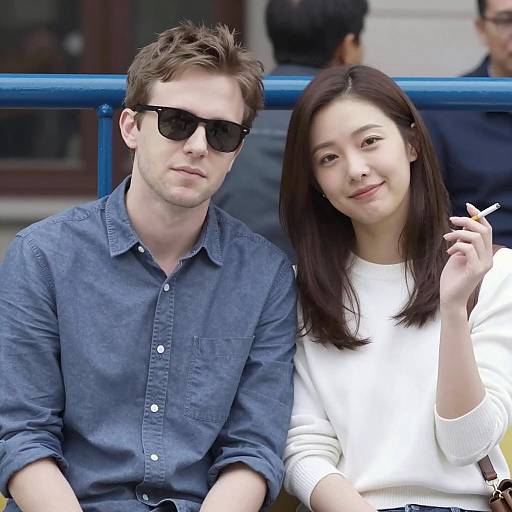 Candid Couple Portrait with Urban Background