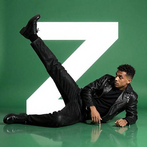 Intense Man in Black Leather Pose