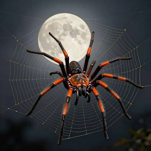 Vibrant Giant Arachnid Under Moonlight