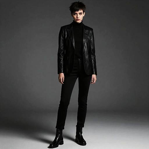 Edgy Noir: Young Woman in Leather