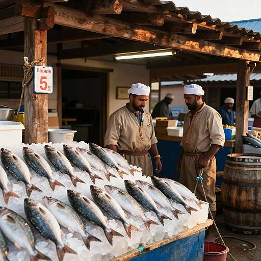 Rustic Neptune Fish Market Scene