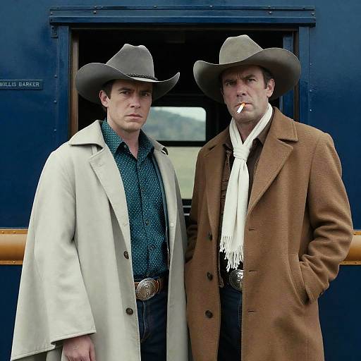 Cowboys in Vintage Train Car Window