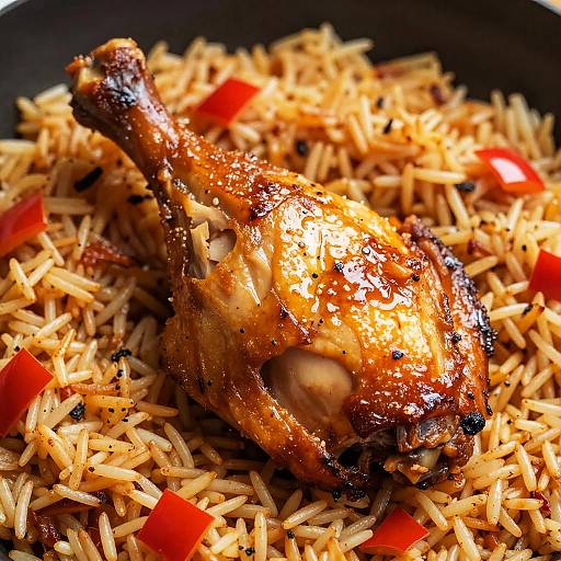 Glazed Roasted Chicken with Rice Pilaf