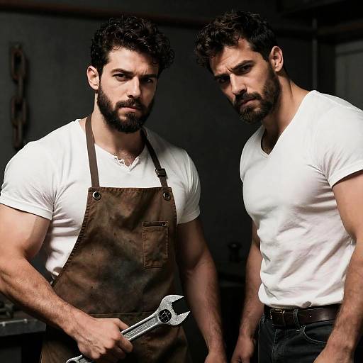 Muscular Men in Industrial Environment
